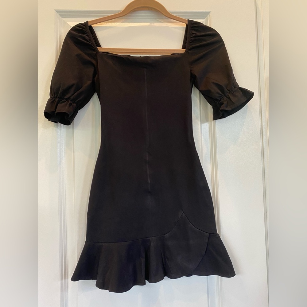SALE Princess Polly Black Ruffled Puff Sleeve Mini Dress